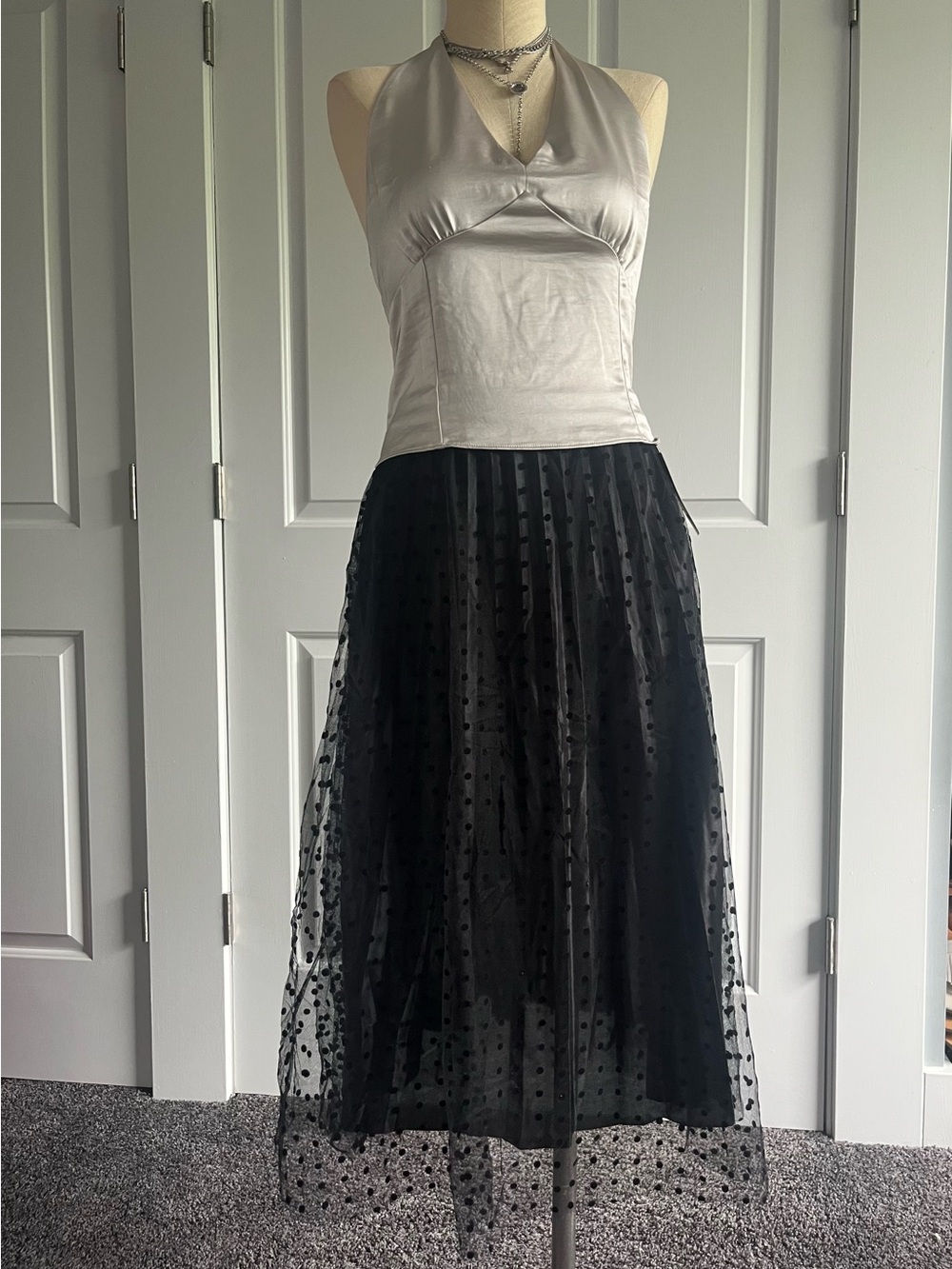 Jon & Anna Black Midi Polka Dot Tulle Skirt
